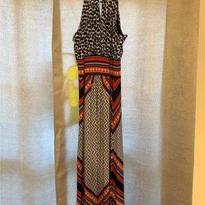 Roz & Ali Black and Orange Maxi Dress